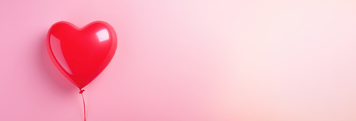 Singular Love: A Pink Heart Balloon Adorns a Gentle Wall - Valentine's Charm by Generative AI