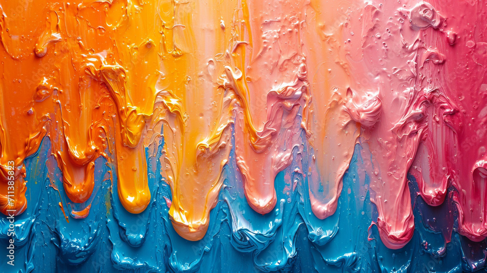 Aufkleber a cascade of dripping paint forming an unexpectedly harmonious pattern.