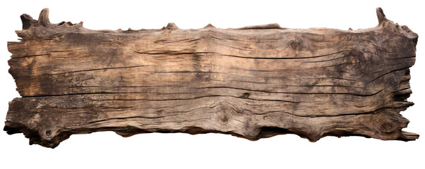 Empty rotten wood banner sign on transparent background Generative Ai