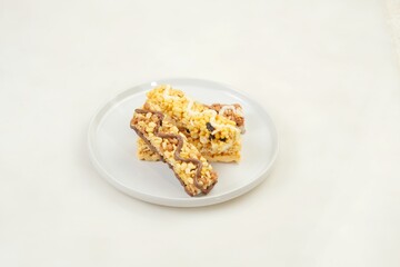 granola bars isolated on white background,Superfood breakfast bars	