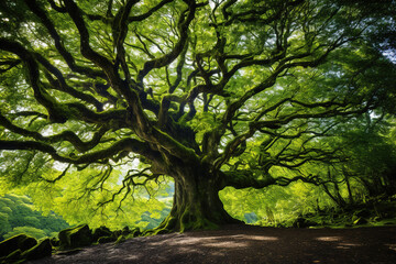 old tree in the park. Generative Ai