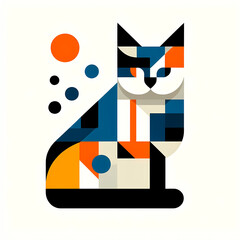 Low polygon geometric pattern cat on isolated background, origami. Cat illustration perfect for t shirt, wallpaper, wall decoration, cover, social media.
