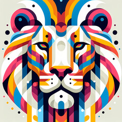 Low polygon geometric pattern lion face on isolated background, origami. Lion face illustration perfect for t shirt, wallpaper, wall decoration, cover, social media.