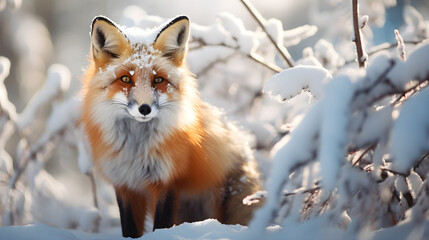 A Fox Amidst the Snowy Landscape