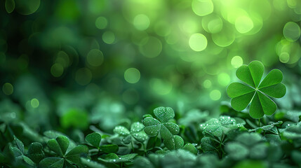 Happy St.Patriks day. Composition with clover leaves	
