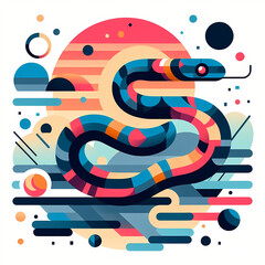 Obraz premium Low polygon geometric pattern snake on isolated background, origami. Snake illustration perfect for t shirt, wallpaper, wall decoration, cover, social media.