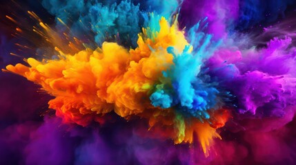 holi paint color powder explosion close up image, hindi celebration concept