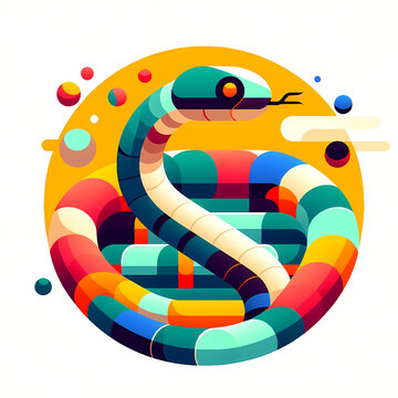 Low polygon geometric pattern snake on isolated background, origami. Snake illustration perfect for t shirt, wallpaper, wall decoration, cover, social media.