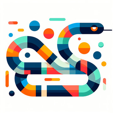 Low polygon geometric pattern snake on isolated background, origami. Snake illustration perfect for t shirt, wallpaper, wall decoration, cover, social media.