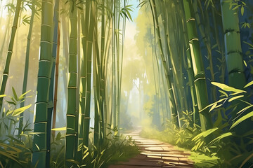 a bamboo forest landscape view
