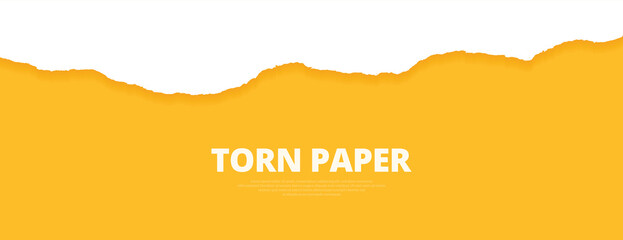 Torn paper ripped yellow color edges, empty, blank, sheets web long banner design vector illustration