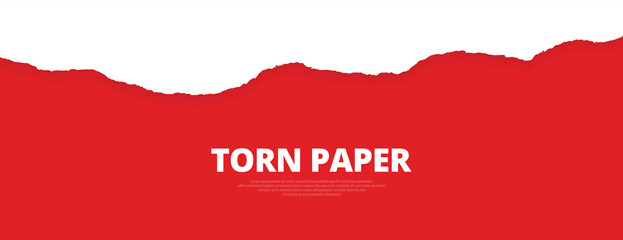 Torn paper ripped red color edges, empty, blank, sheets web long banner design vector illustration