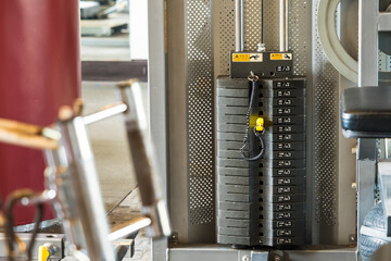 Sports simulators equipment in interior of the gym at CHONBURI, THAILAND.