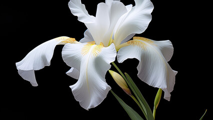 Moonlit Bloom: Delicate White Iris in the Darkness
