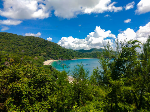The view Papuma beach and sea from the hill 