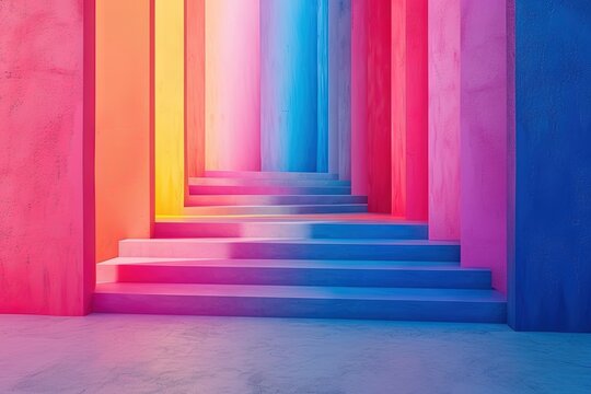 Minimalist luxury abstract multi rainbow colorful pantone gradients. Great as a mobile wallpaper, background.