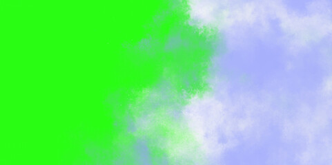 Abstract green, blue and white smoke backdrop. Art smoke brush. Green background. Green watercolor stains on white paper paint abstract texture.