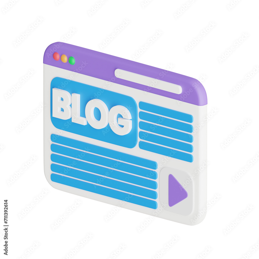 Poster 3d blog model redefining media and communication. 3d illustration, 3d element, 3d rendering. 3d visu