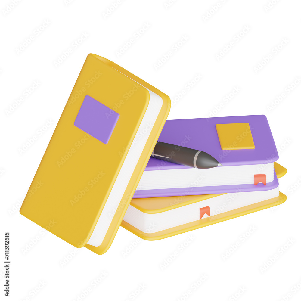 Poster 3d book model journeying through the pages. 3d illustration, 3d element, 3d rendering. 3d visualizat