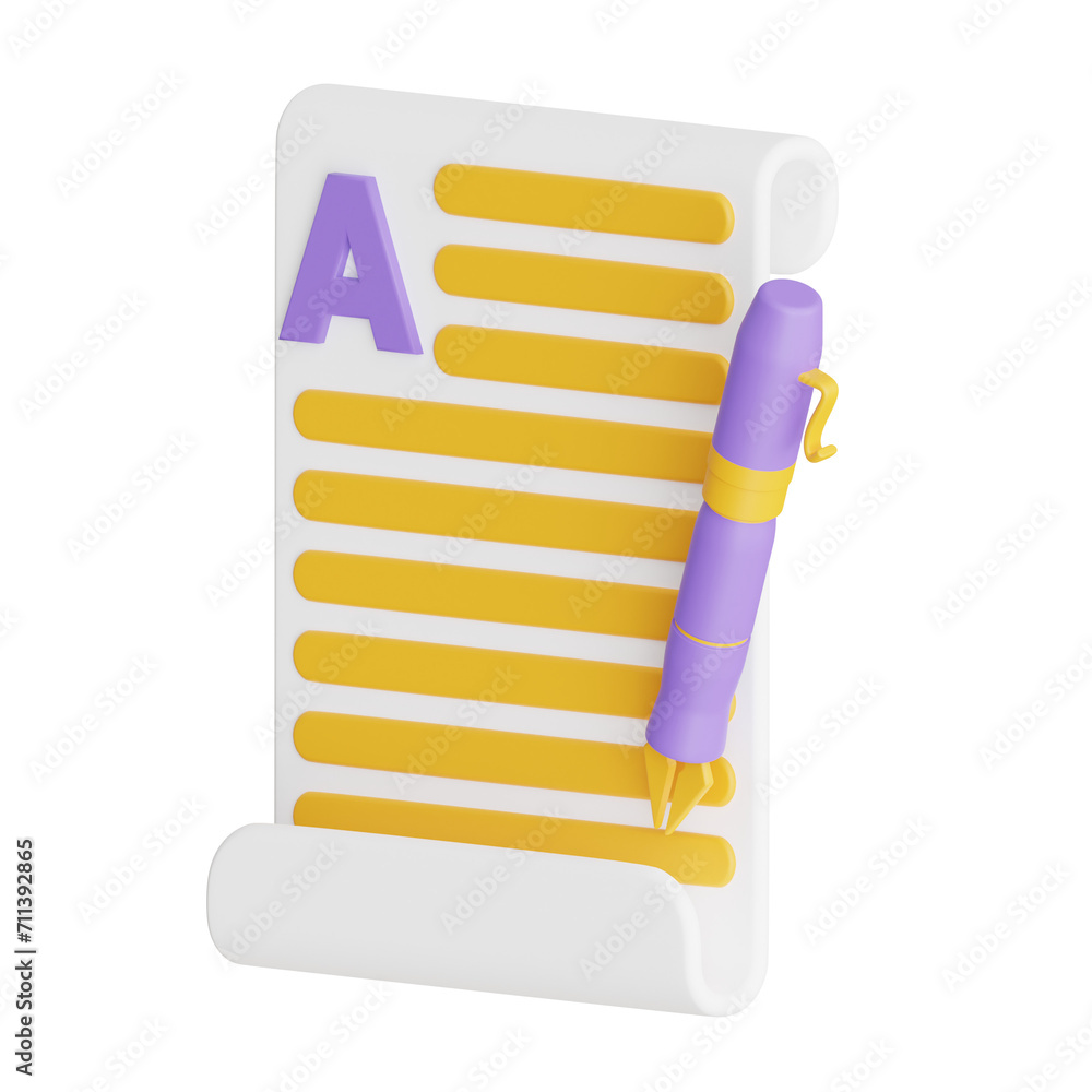 Poster 3d copywriting model elevating your brand with engaging content. 3d illustration, 3d element, 3d ren