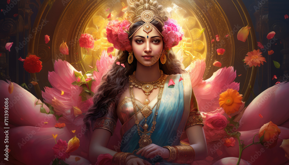 Wall mural goddess lakshmi in creative concept