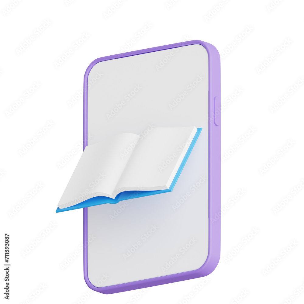 Poster 3d ebook model reading experience on digital library. 3d illustration, 3d element, 3d rendering. 3d 