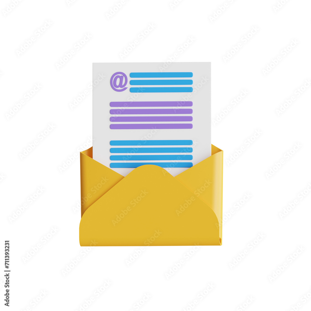Poster 3d email model changing trends in digital communication. 3d illustration, 3d element, 3d rendering. 