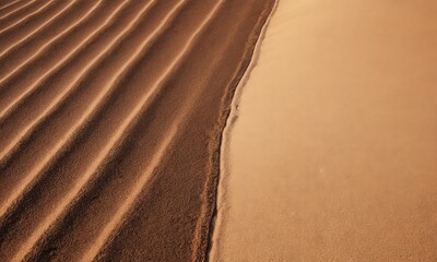 Sunlit Sand Dunes Texture in Close-up Desert Scene