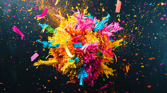 Traditional Mexican piñata. Happy birthday concept. 