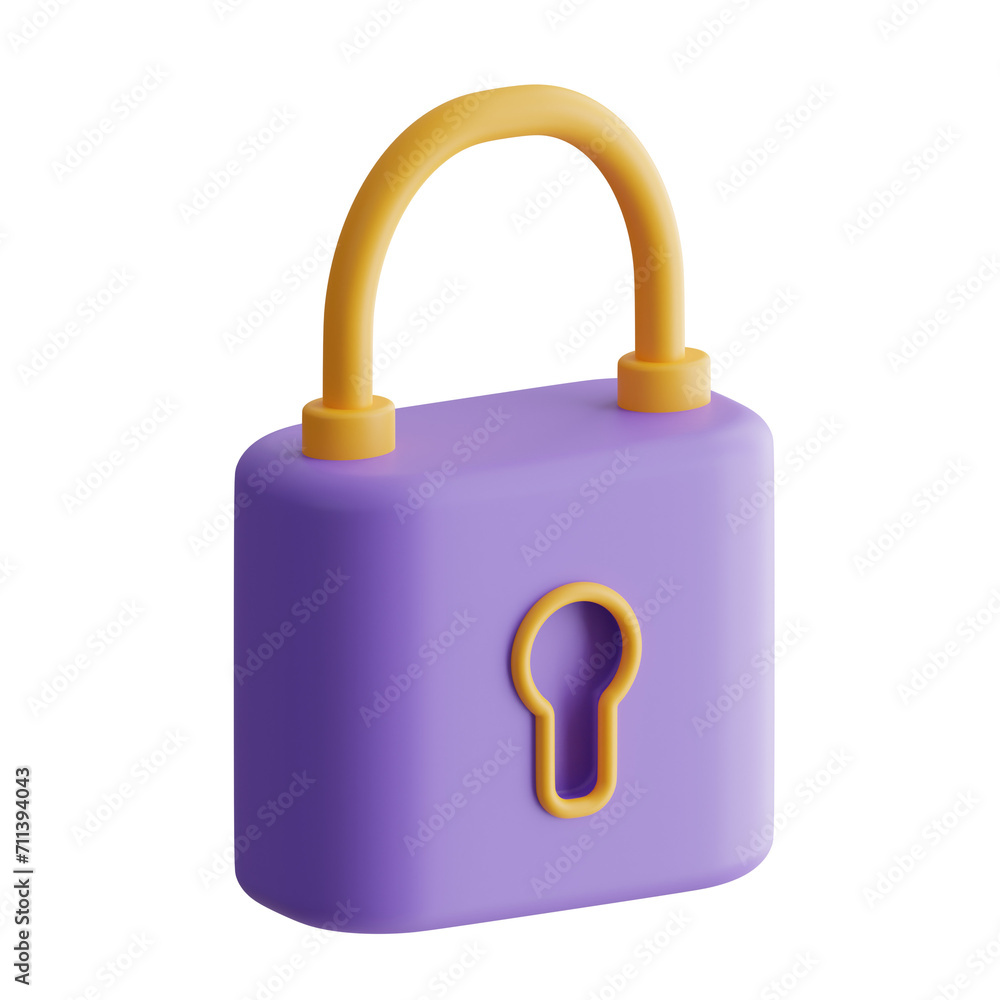 Poster 3d lock model ensuring safety and security. 3d illustration, 3d element, 3d rendering. 3d visualizat
