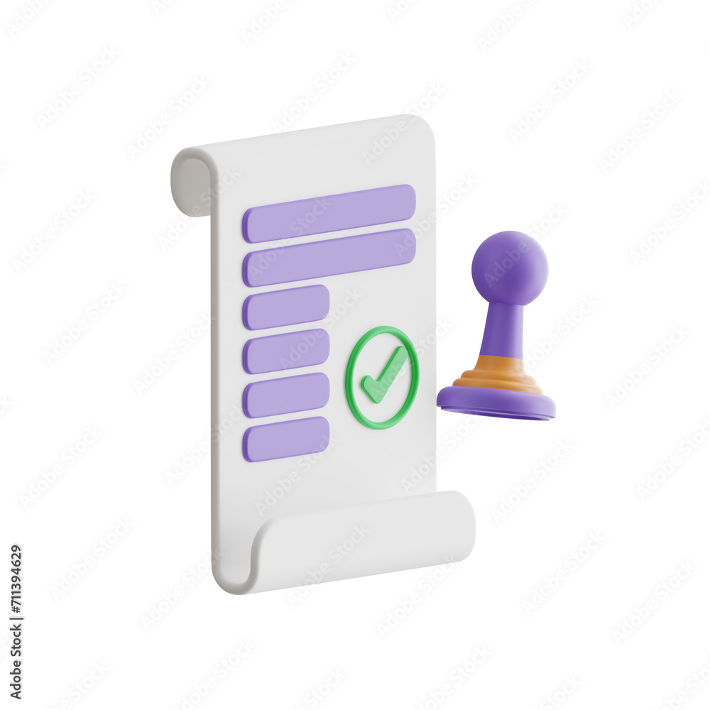 Poster 3d stamp model preserving the quality and value. 3d illustration, 3d element, 3d rendering. 3d visua