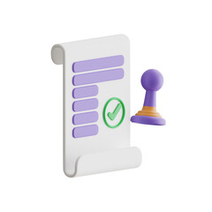 3D Stamp Model Preserving the Quality and Value. 3d illustration, 3d element, 3d rendering. 3d visualization isolated on a transparent background