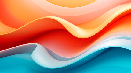 Abstract background with smooth 3d waves. Colourful modern design. Yellow, red and light blue colors minimalist banner template