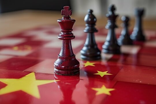 China's global trade strategy, displayed with chess piece