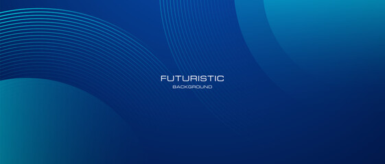 Blue technology futuristic background with circle line shape decoration. Modern graphic design element future style concept for banner, header, flyer, card, or brochure cover. vector illustration.