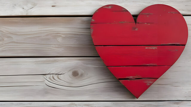  Red Heart on Weathered Wood: Symbol of Timeless Love