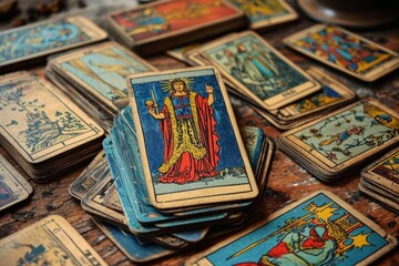 Decks of old tarot cards