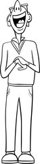 Obraz premium cartoon laughing man with glasses character coloring page
