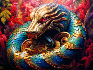 Vibrant Serpent Chinese Zodiac Splendor