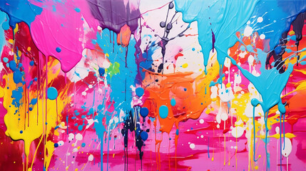 Abstract paint painting colorful wallpaper, in the style of abstract expressionist drips, sgrafitto, punctured canvases, splatter paintings