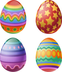 Easter eggs, chocolate egg set, cartoon drawing illustration