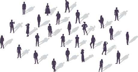 silhouette people standing on a white background vector