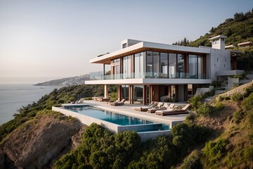 Fototapeta premium luxury resort on hill with sea view 