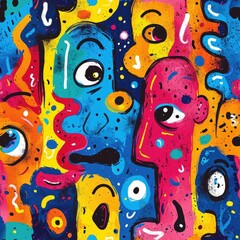 Abstract Funky Doodles with Vibrant Street Art Vibe.