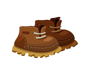 Brown boots on white background. Vector illustration.