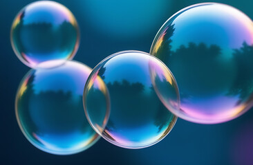 wallpaper soap bubbles on the blue background