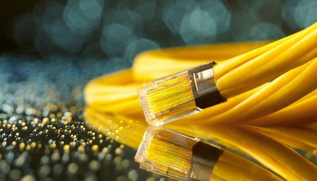 close up of an guitar, Web banner of yellow data cables