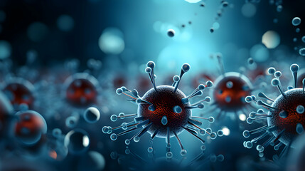 The virus magnified under the most powerful electron microscope - obrazy, fototapety, plakaty