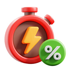 PNG 3D Flash Sale icon isolated on a white background