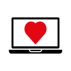 computer monitor with heart, illustration of online dating icon vector